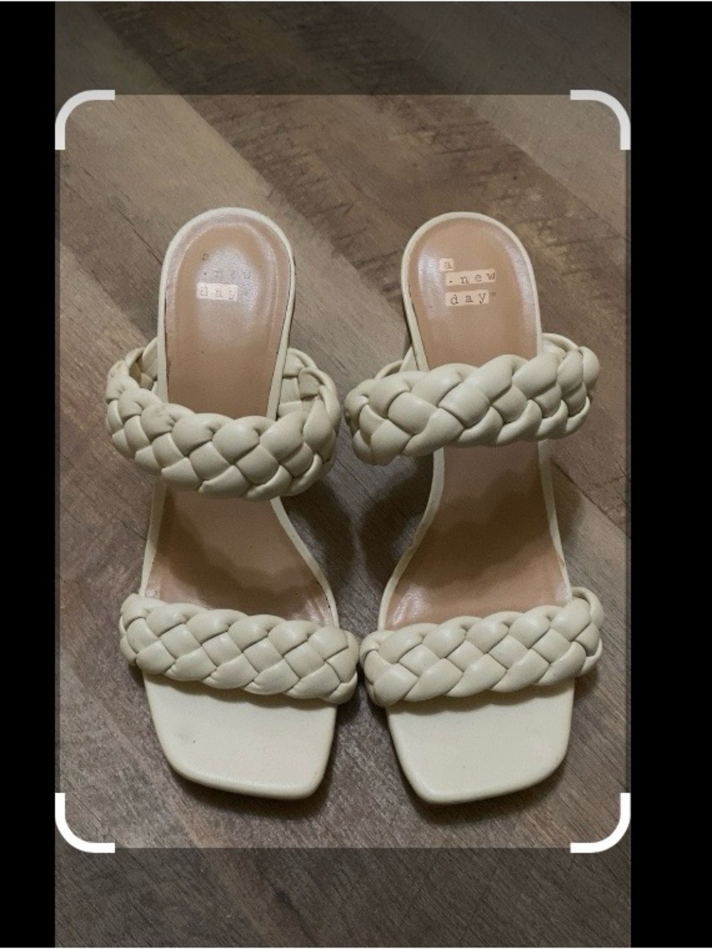 a new day Cream Braided Two-Strap Block Heel Sandals - Women